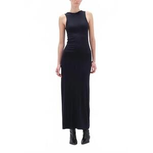 NEW REMAIN ribbed jersey scoop back maxi dress in anthracite